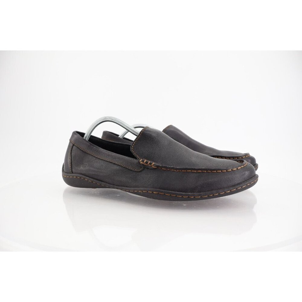 BORN Brompton Caleb Leather Loafers Men Size 11.5 Black Slip On Driving Moccasin